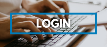 hands typing on a keyboard with the word "login" in a blue box